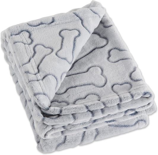 Bone Dry Embossed Bone Print Pet Blanket, 36x48", Gray