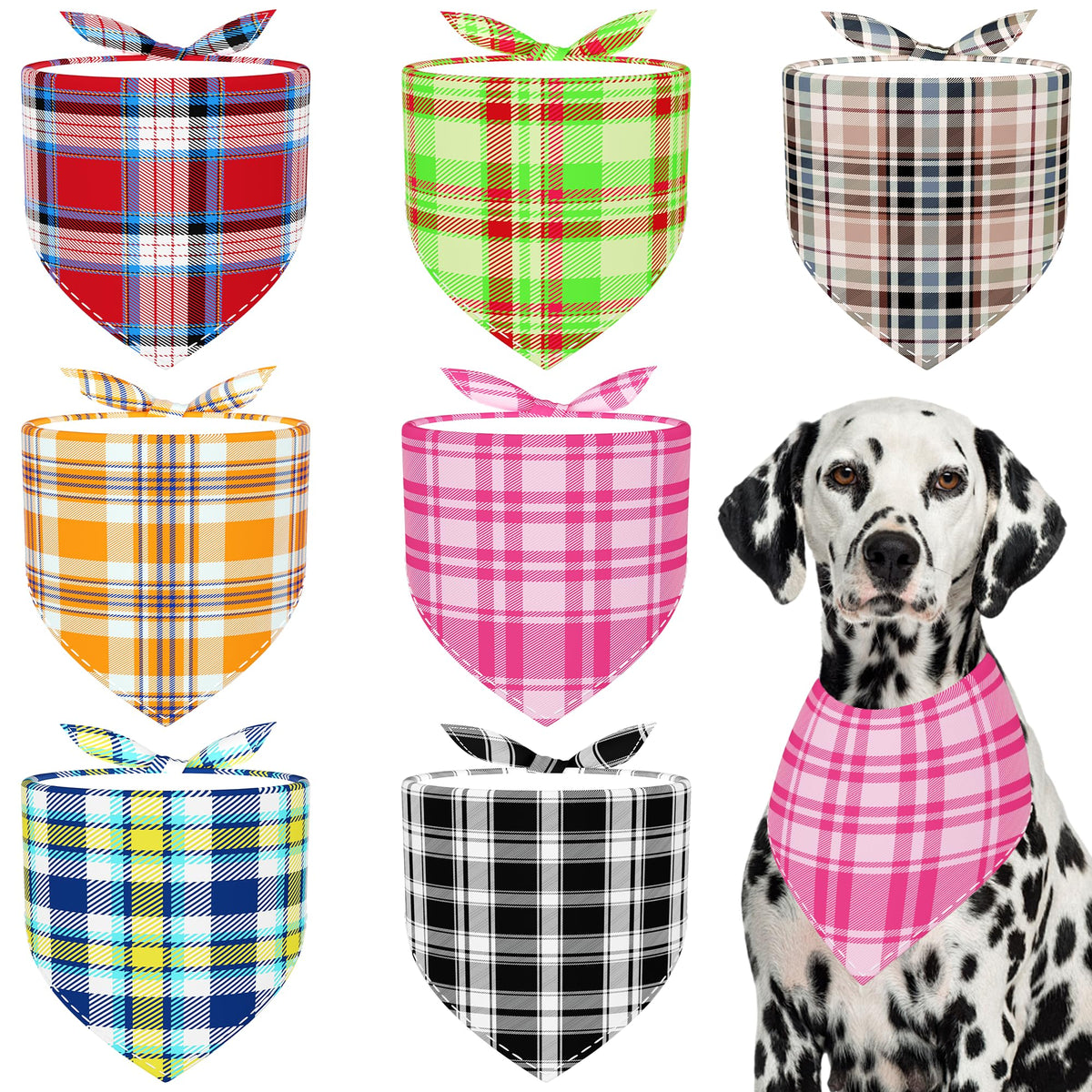 Paisley Dog Bandanas Bulk for Medium Dogs Sewn Edge 7 Pack M