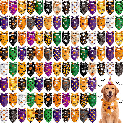 Chunful 120 Pcs Halloween Dog Bandanas Bulk for Charm Grooming Medium Pet