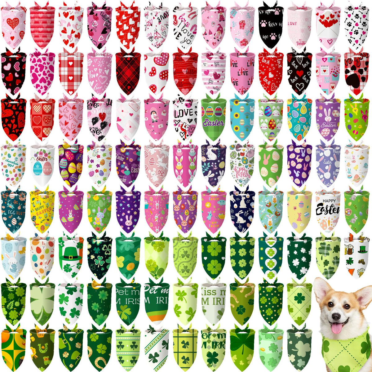 Huhumy 100 Pcs Paw Dog Bandanas Bulk Pet Paw Grooming Bandanas for Dogs