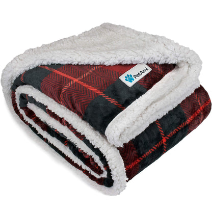 PetAmi Dog Blanket for Medium Small Pet Cat Puppy, 60x40, Plaid Dark Gray