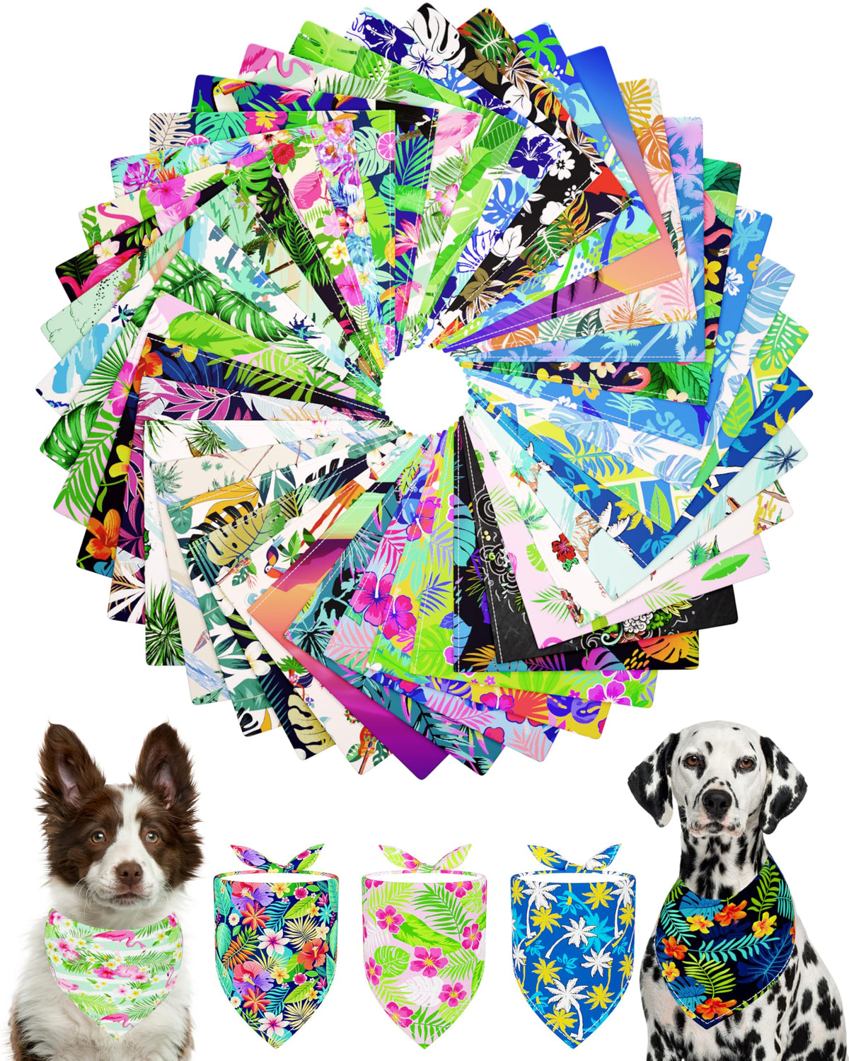 PET SHOW 50 Pack Boy Dog Bandanas Bulk for Medium Dogs