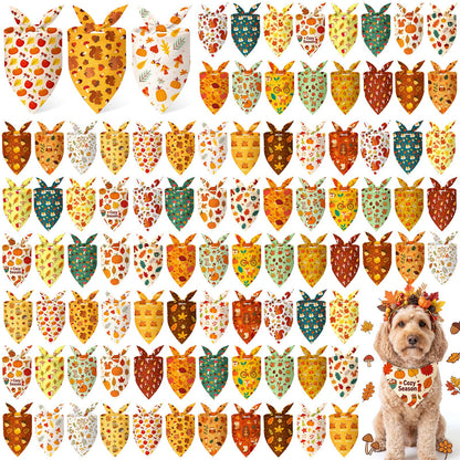 Abbylike 100 Pcs Summer Hawaiian Dog Bandanas Bulk, Tropical Fruits