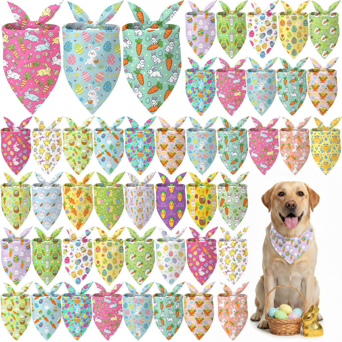 Abbylike 100 Pcs Summer Hawaiian Dog Bandanas Bulk, Tropical Fruits