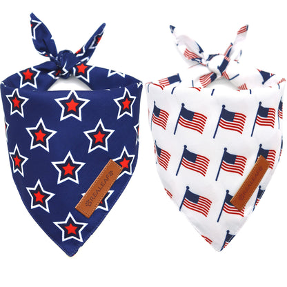 Realeaf Thanksgiving Dog Bandanas 2 Pack,Turkey Pumpkins Fall Stripe Pet Scarf for Boy and Girl, Premium Durable Fabric, Reversible Holiday Bandana for Medium and Large Dogs Pets
