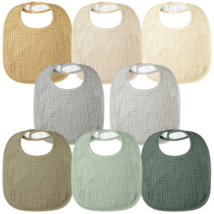 Bearmoss Baby Bibs for Drooling and Teething 100% Cotton Muslin Bibs