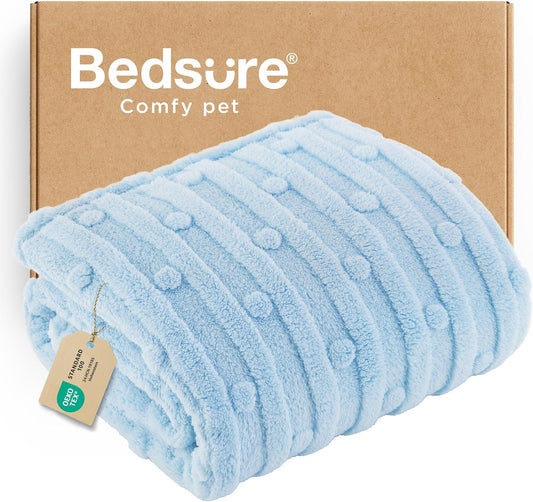 Bedsure Ultra Soft Dog Blankets for Large Dogs 300GSM Fleece, 40x50 Blue
