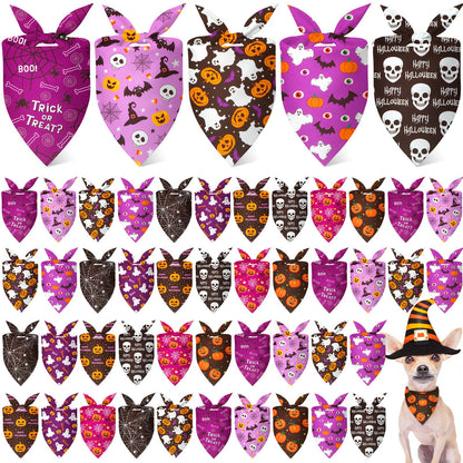 Weewooday 50 Pcs Fall Dog Bandanas Bulk for Autumn Pet Soft Bibs Adjustable Squirrel Fox Hedgehog Kerchief Bandana for Small Medium Large Grooming Accessories (Fall Animals, 25.6 x 17.7 x 17.7 Inch)