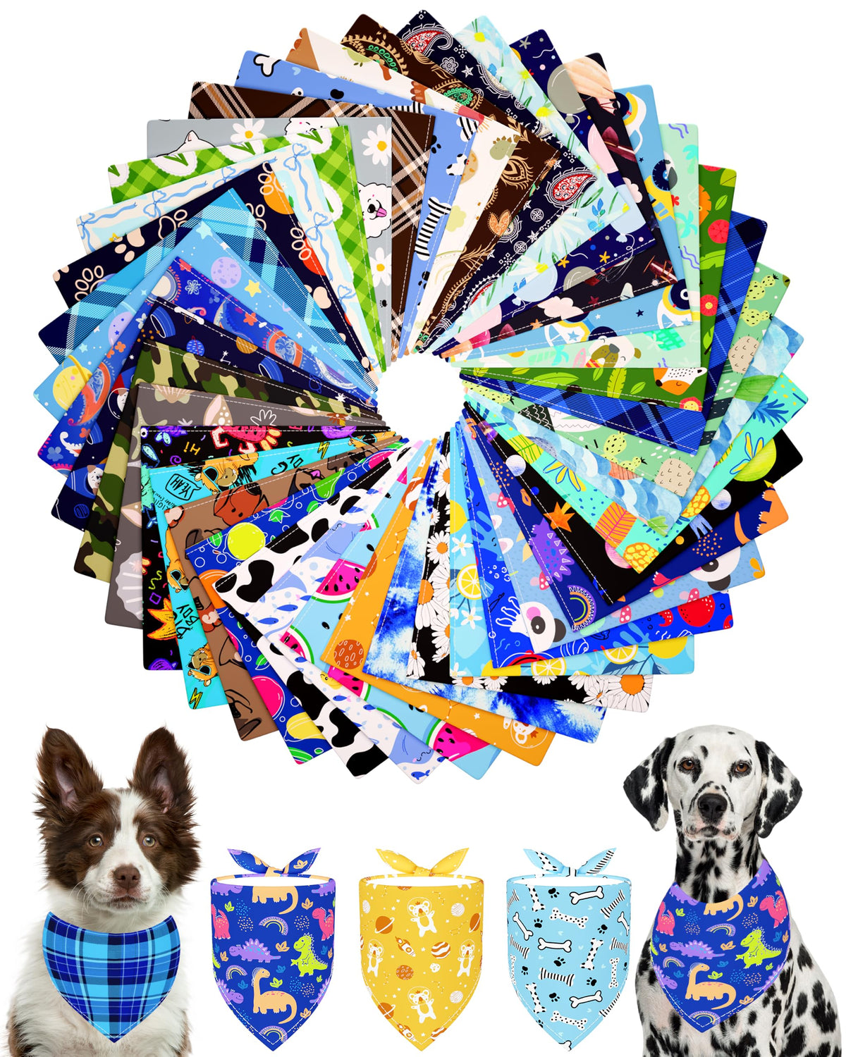 PET SHOW 50 Pack Boy Dog Bandanas Bulk for Medium Dogs