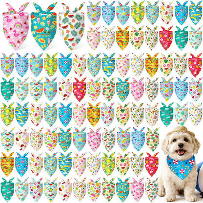 Preboun 100 Pcs Fall Dog Bandanas Bulk, Autumn Pumpkin Maple Leaves Pattern