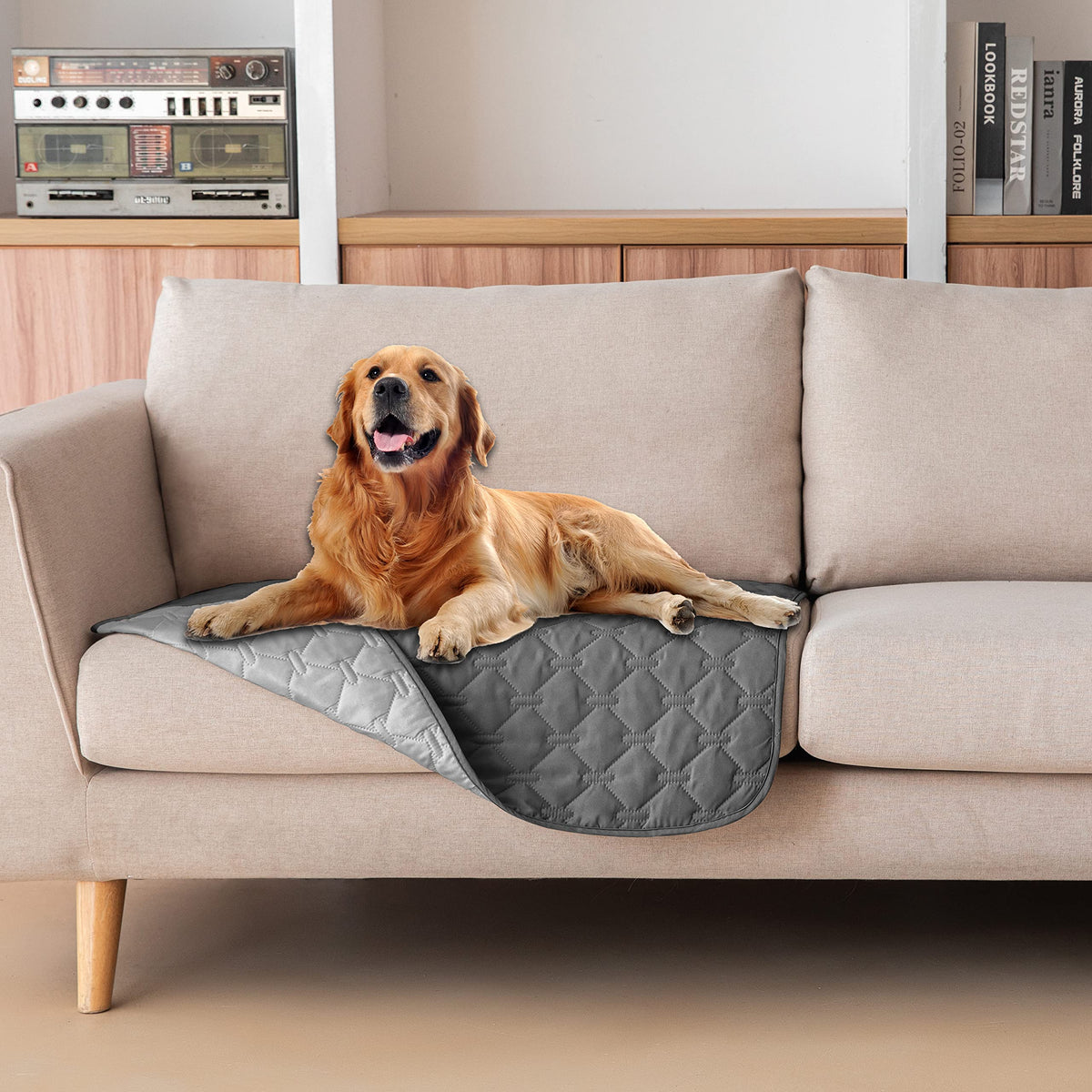 gogobunny Waterproof Pet Blanket for Bed, Washable Couch Cover for Dog Cat