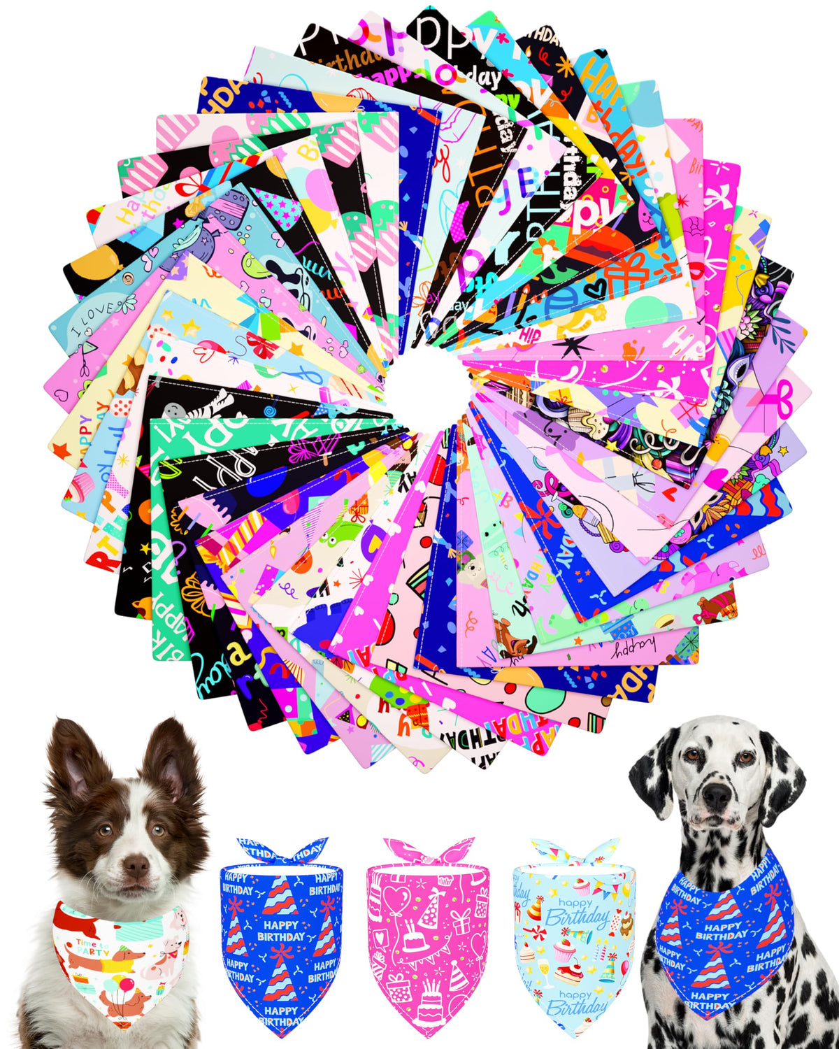 PET SHOW 50 Pack Boy Dog Bandanas Bulk for Medium Dogs