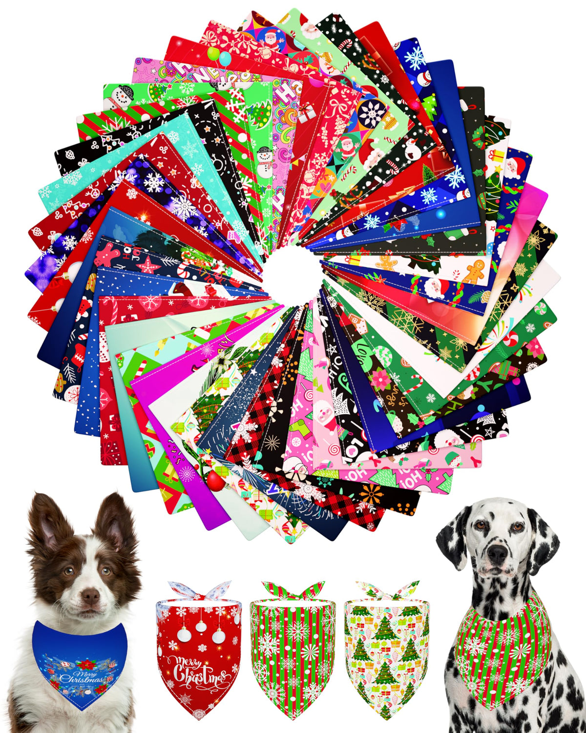 PET SHOW 50 Pack Boy Dog Bandanas Bulk for Medium Dogs