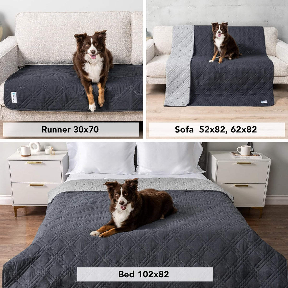 PetAmi Waterproof Couch Cover for Dog Non-Slip Bed Sofa Blanket, 52x82 Gray