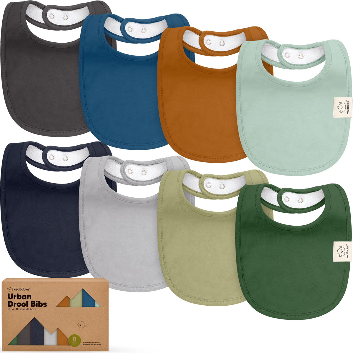 KeaBabies 8-Pack Organic Baby Bibs for Drooling and Teething (Pets & Paws)