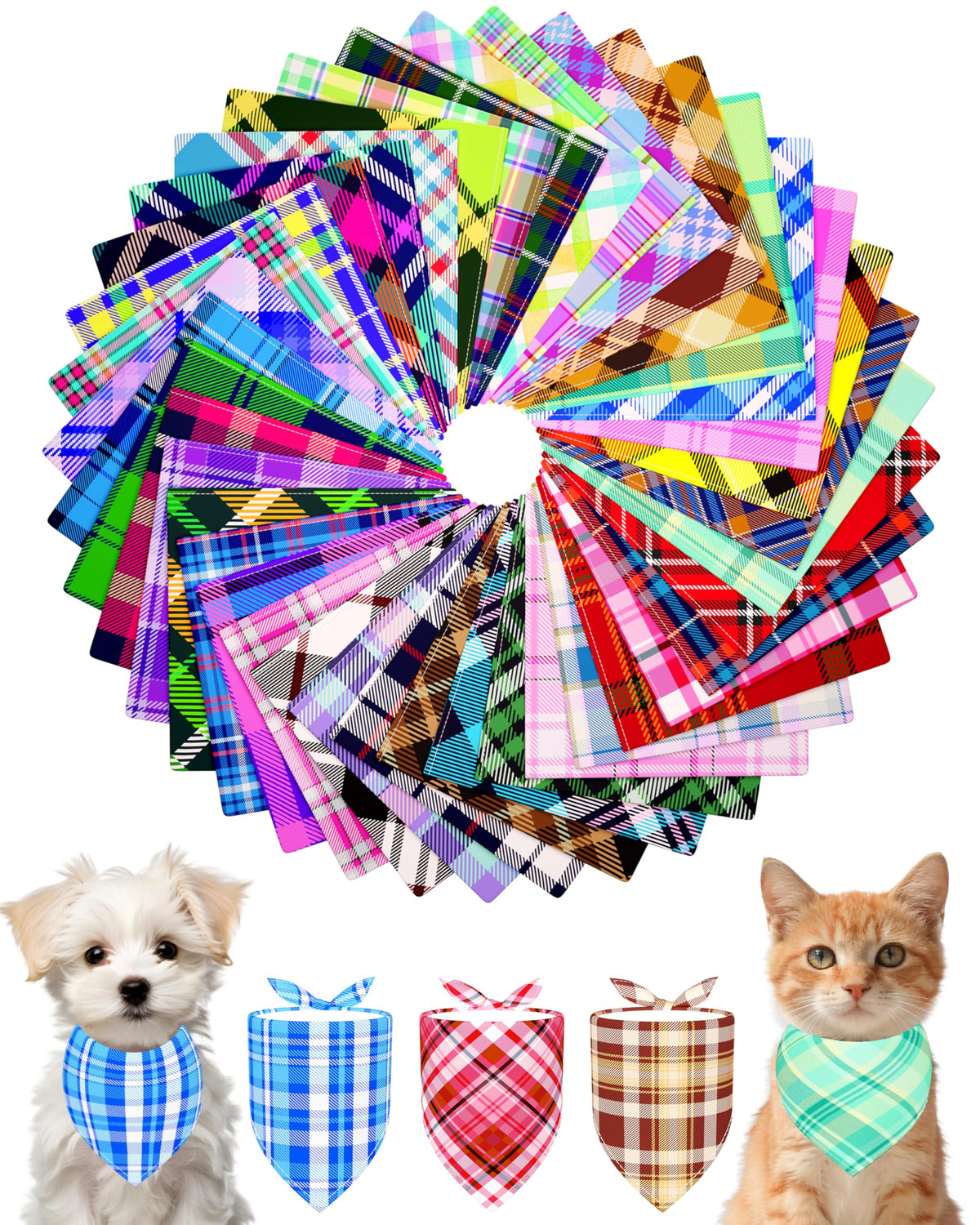 PET SHOW 50 Pack Boy Dog Bandanas Bulk for Medium Dogs