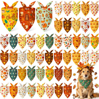 Abbylike 50 Pcs Halloween Dog Bandanas Bulk, Pumpkin Ghost Bat Skull