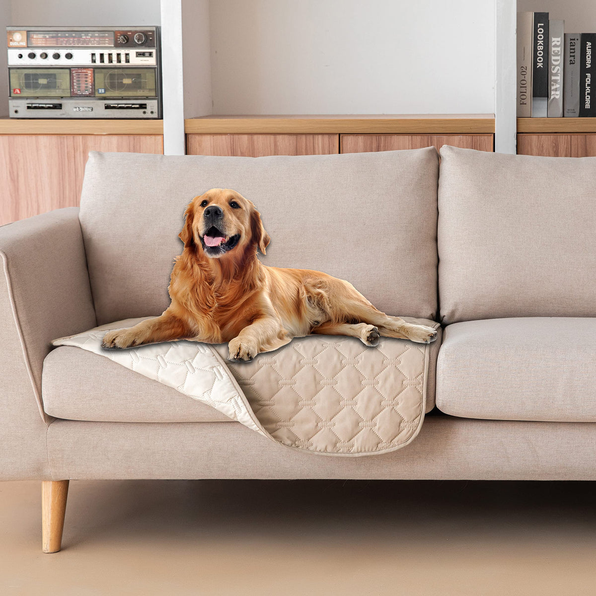 gogobunny Waterproof Pet Blanket for Bed, Washable Couch Cover for Dog Cat