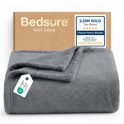 Bedsure GentleSoft Fleece Blanket Twin Size Grey - 300GSM Lightweight Plush Fuzzy Cozy Soft Warm Blanket for Bed, Sofa, Couch, Travel, Camping, 60x80 inches