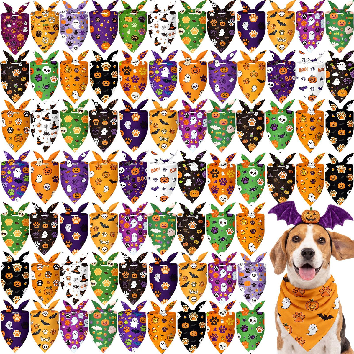 Abbylike 100 Pcs Summer Hawaiian Dog Bandanas Bulk, Tropical Fruits