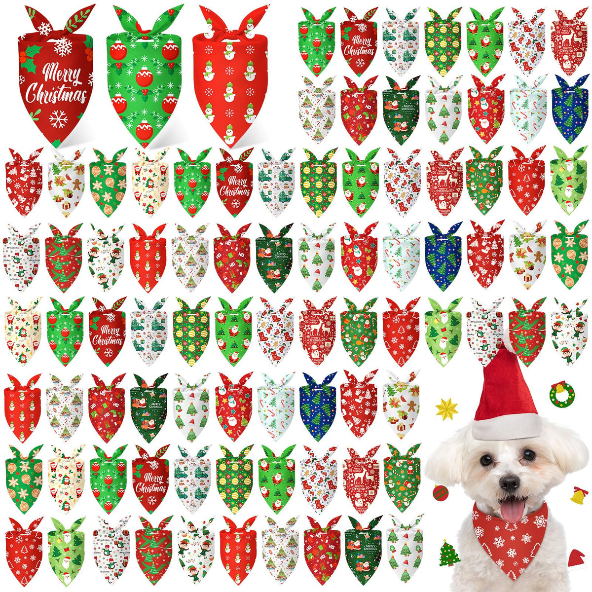 Abbylike 100 Pcs Halloween Dog Bandanas Bulk Cute Dog Paw Prints Pattern