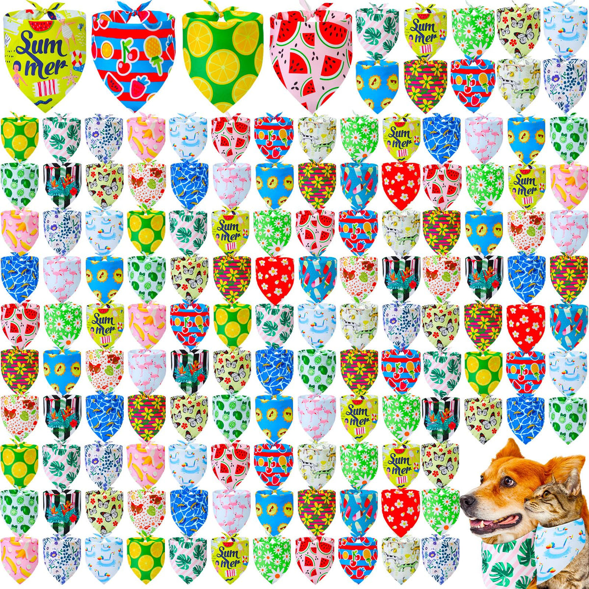 200 Pcs Fall Dog Bandanas Bulk for Small Medium Pet Dog Puppy