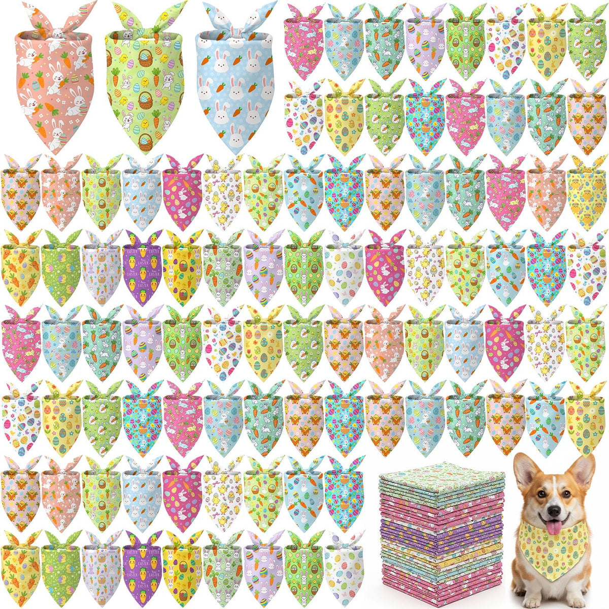 50 Pcs Fall Plaid Dog Bandanas Bulk Autumn Gingham Check Pattern