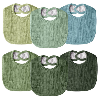 Muslin Baby Bibs for Unisex Boys Girls, Cotton Drool Bibs, Adjustable Newborn Bibs for Drooling and Teething
