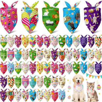 Sanwuta 60 Pcs Christmas Dog Bandanas Bulk Xmas Pet Bib Scarf, Santa Medium