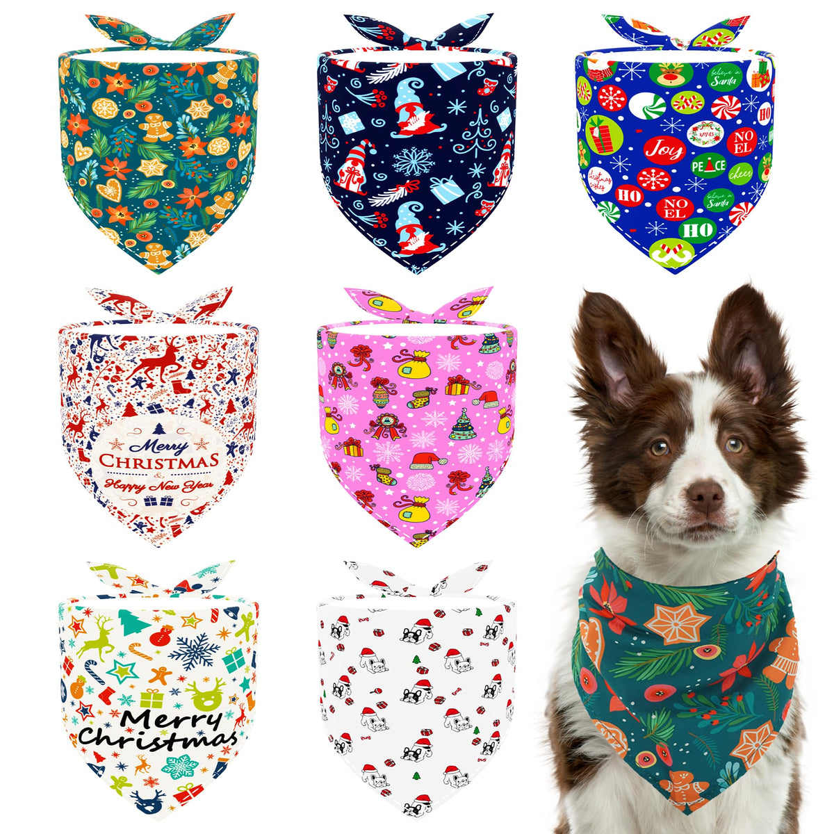 Paisley Dog Bandanas Bulk for Medium Dogs Sewn Edge 7 Pack M