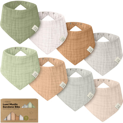 8-Pack Muslin Baby Bibs for Drooling, Teething Bandana Bibs 0-36M (Mirage)