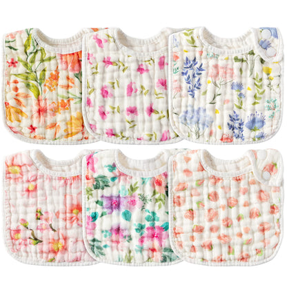Zainpe 6Pcs Snap Muslin Cotton Baby Bibs
