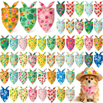 50 Pcs Fall Plaid Dog Bandanas Bulk Autumn Gingham Check Pattern