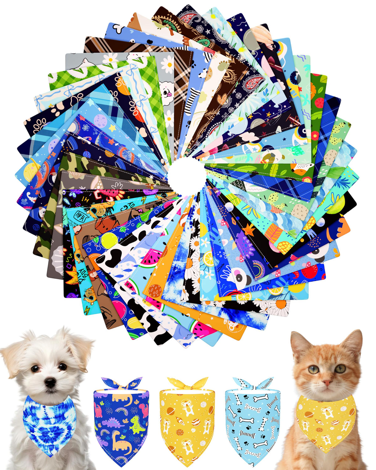 PET SHOW 50 Pack Boy Dog Bandanas Bulk for Medium Dogs