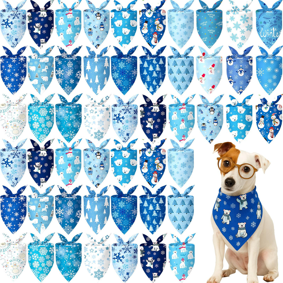 Preboun 50 Pcs Fall Dog Bandanas Bulk, Autumn Pumpkin Maple Leaves Pattern