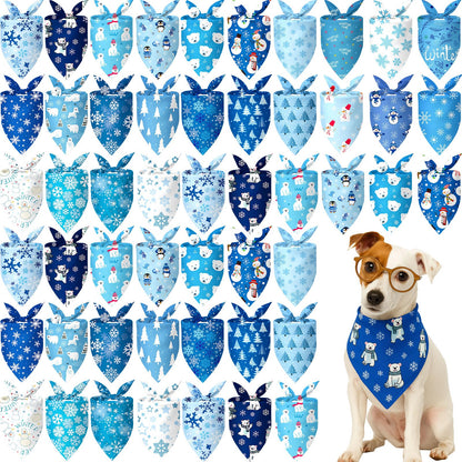 Preboun 50 Pcs Fall Dog Bandanas Bulk, Autumn Pumpkin Maple Leaves Pattern