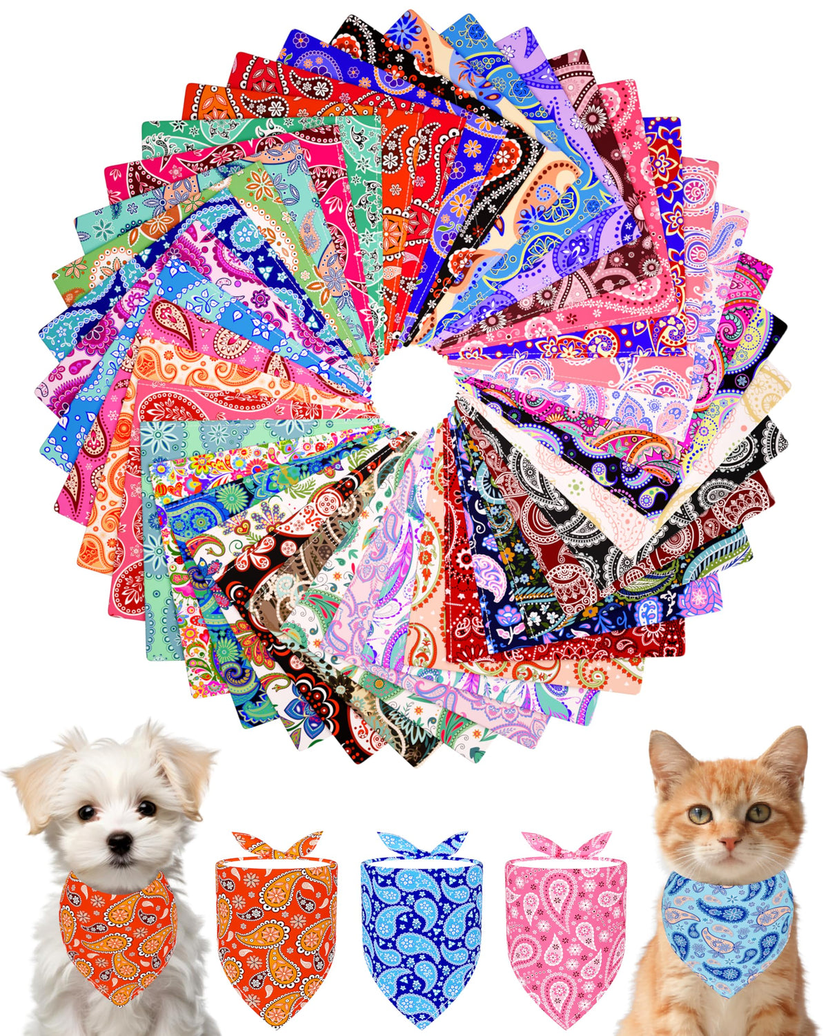 PET SHOW 50 Pack Boy Dog Bandanas Bulk for Medium Dogs