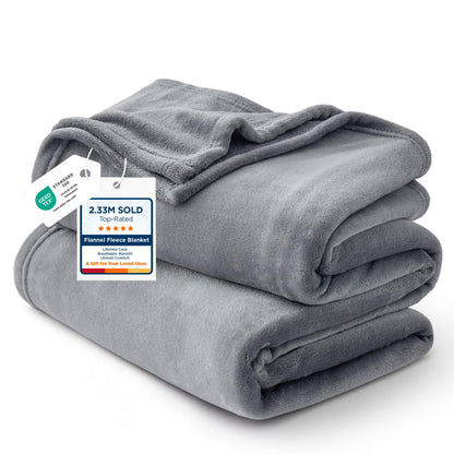 Bedsure GentleSoft Fleece Blanket Twin Size Grey - 300GSM Lightweight Plush Fuzzy Cozy Soft Warm Blanket for Bed, Sofa, Couch, Travel, Camping, 60x80 inches