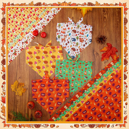 Weewooday 50 Pcs Fall Dog Bandanas Bulk for Autumn Pet Soft Bibs Adjustable Squirrel Fox Hedgehog Kerchief Bandana for Small Medium Large Grooming Accessories (Fall Animals, 25.6 x 17.7 x 17.7 Inch)