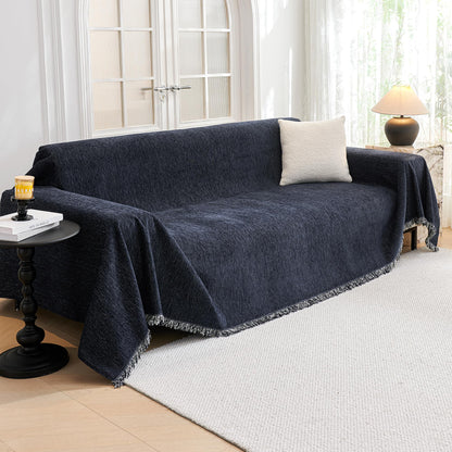 MYSKY HOME Couch Cover for Dogs, Washable Couch Covers, Non Slip Sofa Cover, Couch Cover 2 Cushion Sofa Dogs Furniture Protector with Tassels, Chenille Sofa Slipcover for Pets, 71"x118", Dark Grey