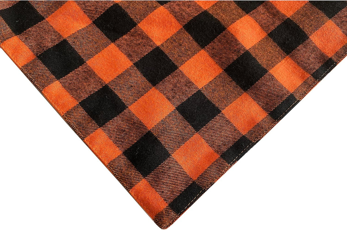 Realeaf Fall Dog Bandanas 2 Pack, Orange Plaid Pet Scarf for Boy and Girl, Premium Durable Fabric, Holiday Halloween Thanksgiving Bandana for Large and Extra Large Dogs (X-Large)