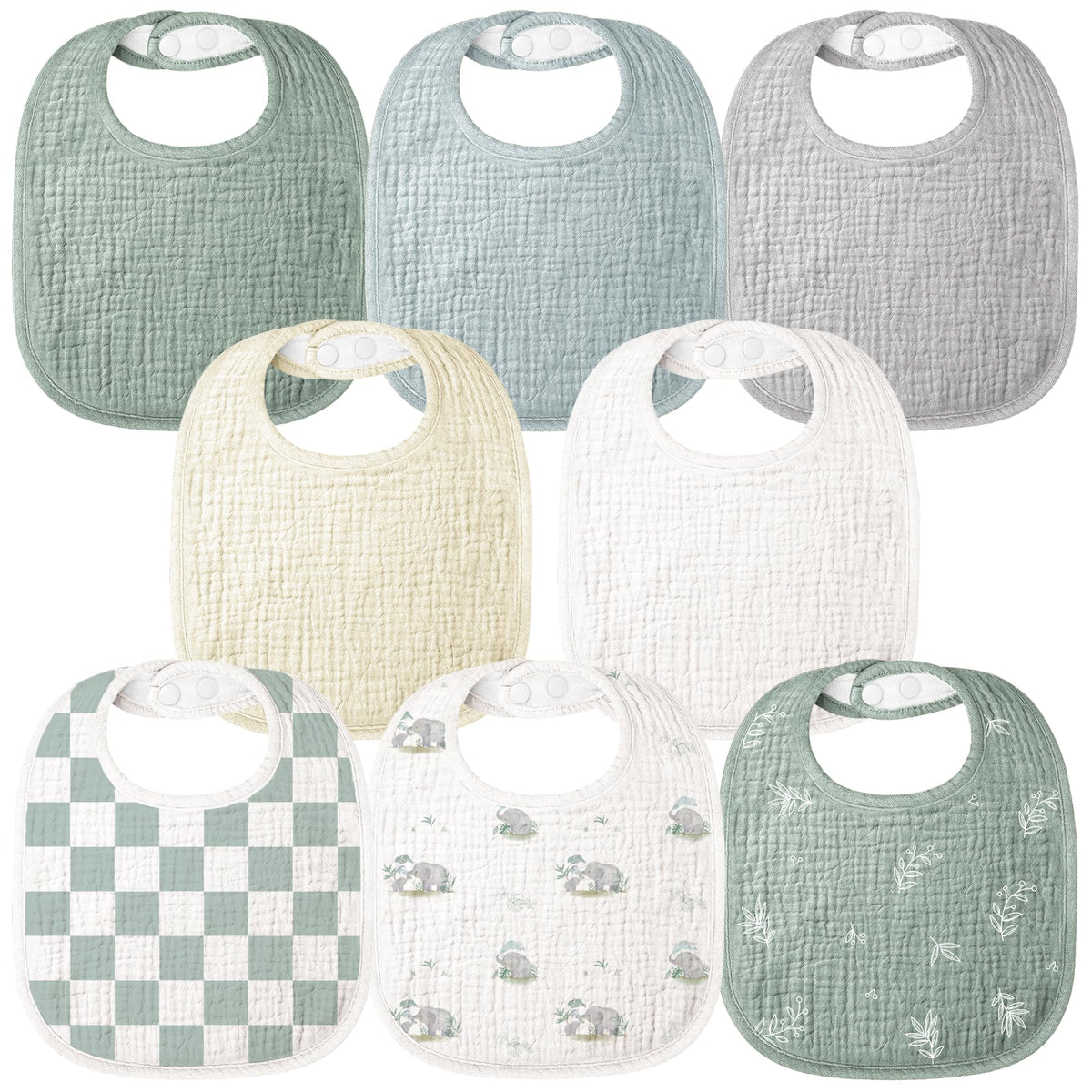 Bearmoss Baby Bibs for Drooling and Teething 100% Cotton Muslin Bibs