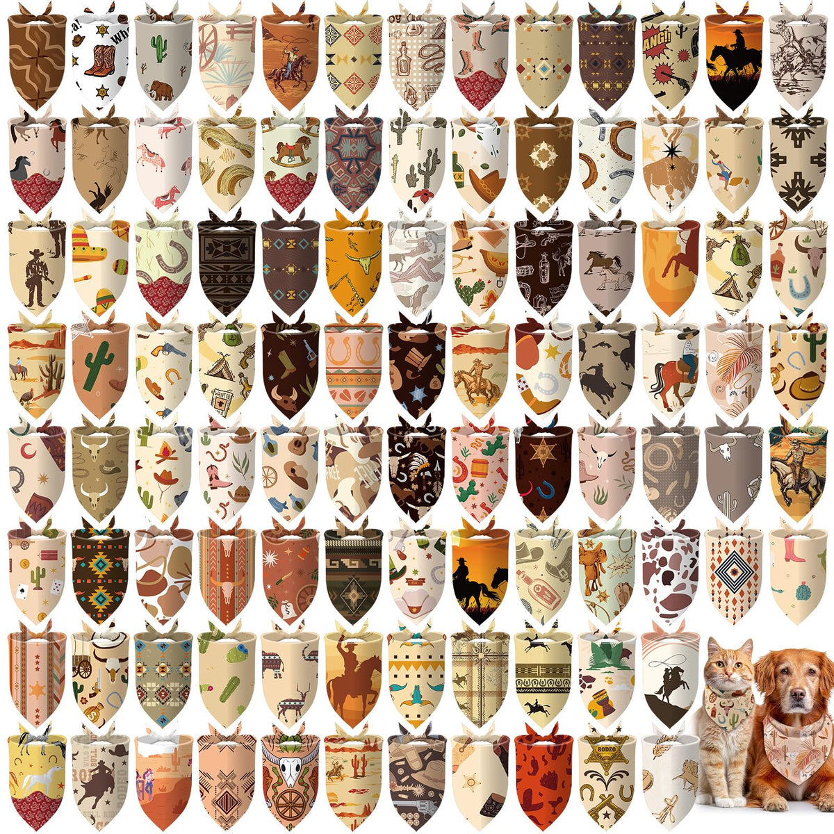 Huhumy 100 Pcs Paw Dog Bandanas Bulk Pet Paw Grooming Bandanas for Dogs