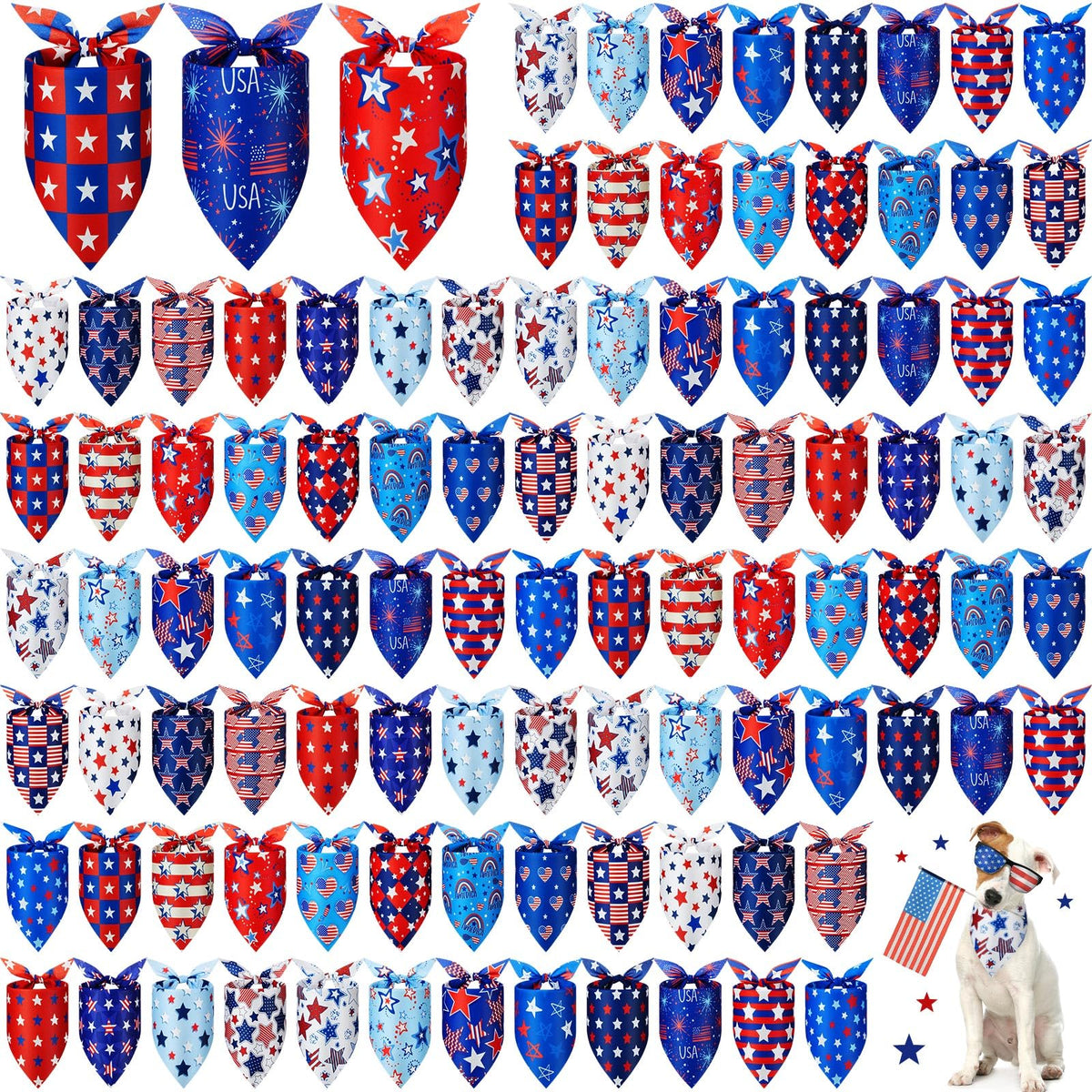 Preboun 100 Pcs Fall Dog Bandanas Bulk, Autumn Pumpkin Maple Leaves Pattern