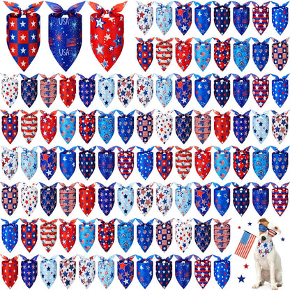 Preboun 100 Pcs Fall Dog Bandanas Bulk, Autumn Pumpkin Maple Leaves Pattern