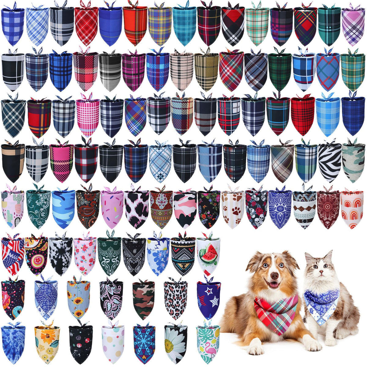 Huhumy 100 Pcs Paw Dog Bandanas Bulk Pet Paw Grooming Bandanas for Dogs