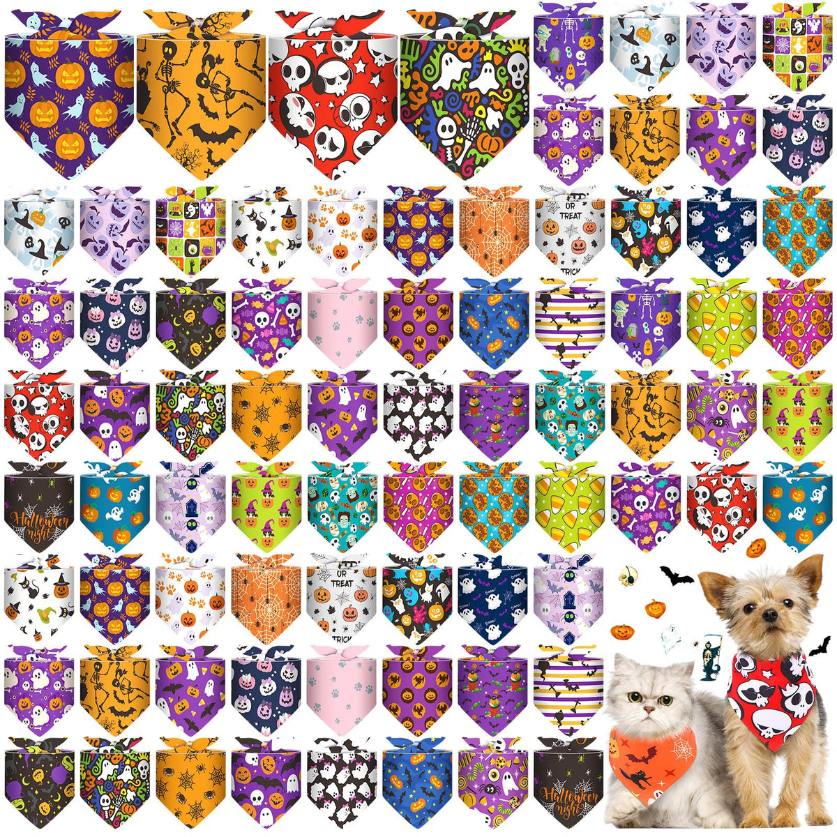 Reginary 72 Packs 4th of July Dog Bandanas Bulk America Flag Patriotic Pet Bandanas Triangle Scarf Bibs Adjustable Dogs Bandana for Pet Independence Day(Geometric Stripes Pattern)