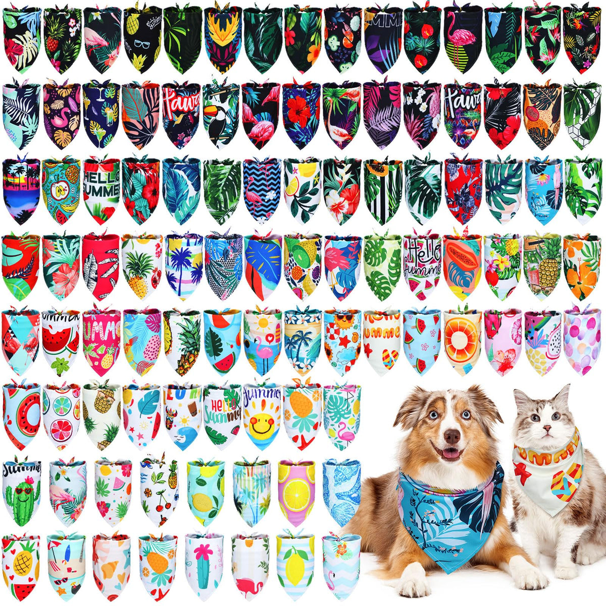 Huhumy 100 Pcs Paw Dog Bandanas Bulk Pet Paw Grooming Bandanas for Dogs