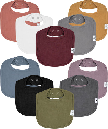 Diaper Squad 10-Pack Organic Cotton Baby Bibs for Baby Boy, Girl