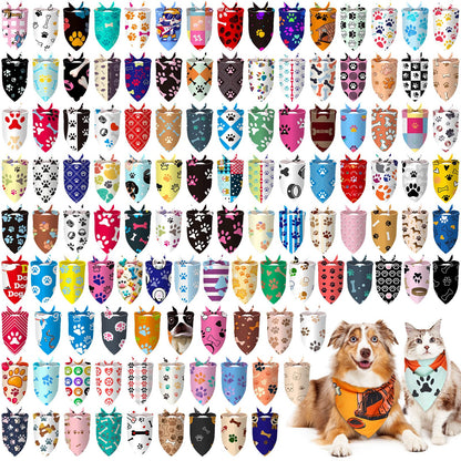 Huhumy 100 Pcs Paw Dog Bandanas Bulk Pet Paw Grooming Bandanas for Dogs